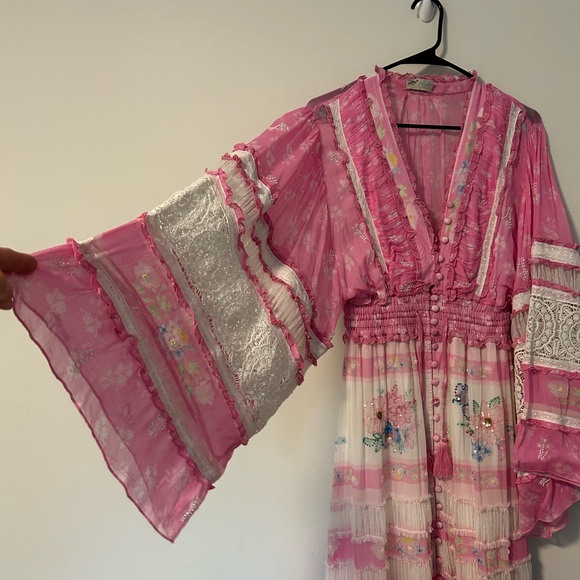 Fillyboo Pink and White Long Sleeve Maxi Dress - Picture 2 of 11